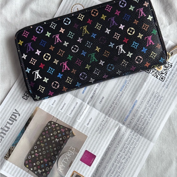 Louis Vuitton Black Multicolor Monogram Zip Wallet - Picture 12 of 13